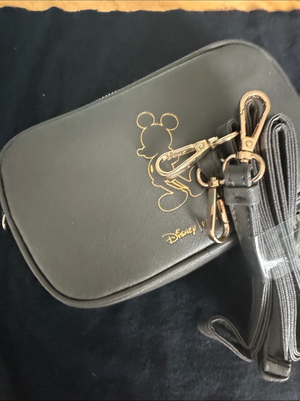 Pandora jewelry Disney Black Crossbody Bag with Gold Mickey Accent
